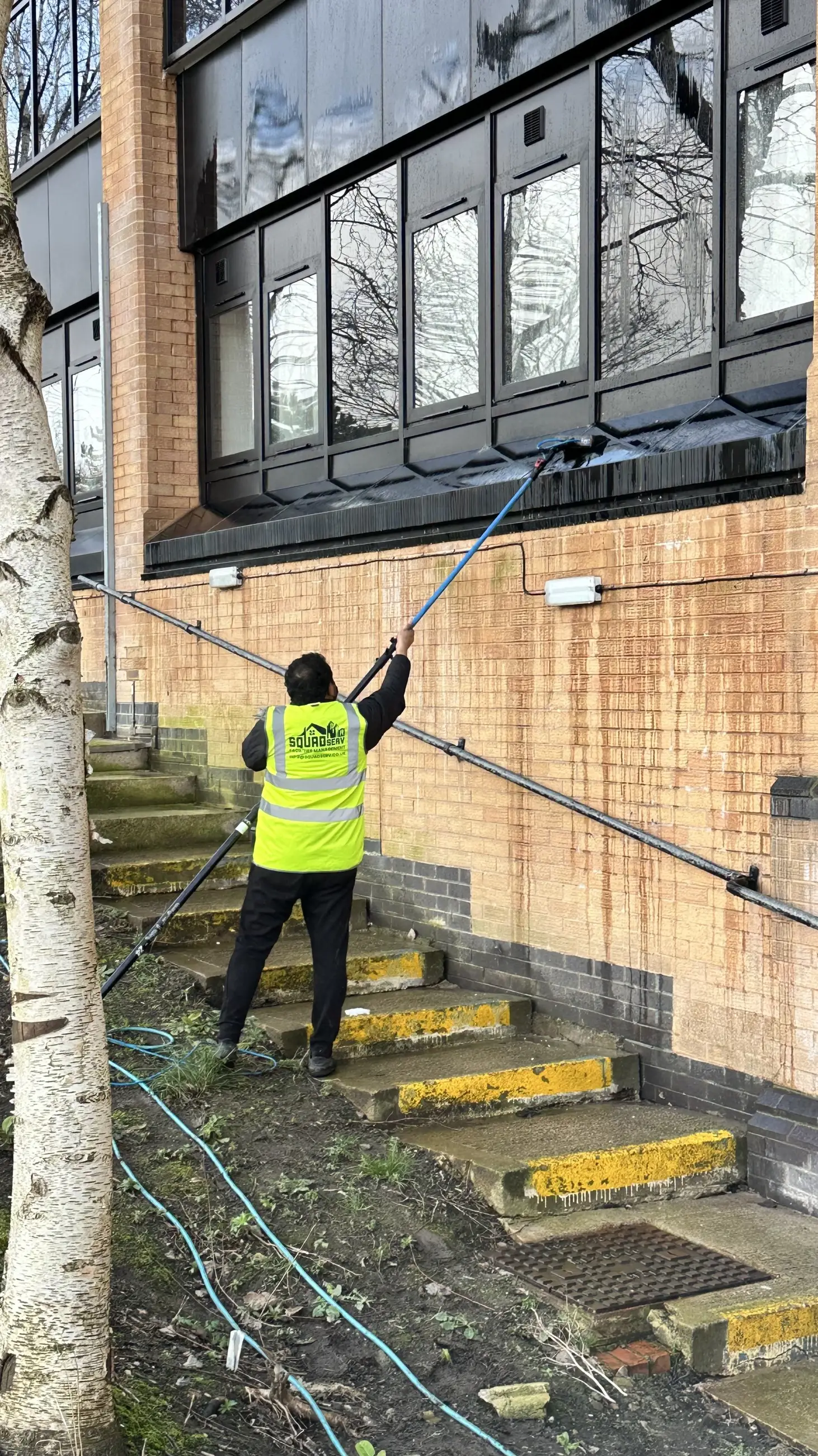 Exterior step cleaning